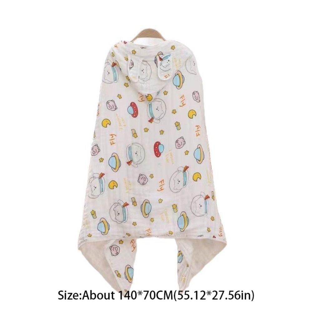 Cloak Cotton Hooded Cape Towels Rabbit Cute Cartoon Blanket Wrap Absorbent Gauze Sleepwear Bathrobe Swimming