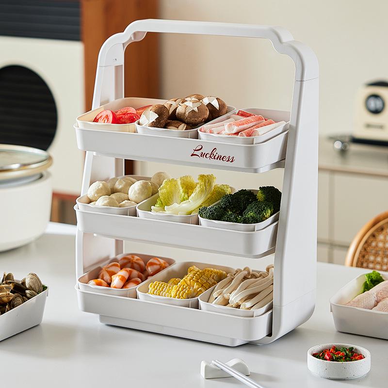 Multi-Layer Kitchen Hot Pot Side Dish Tray - Large Capacity Storage Plate