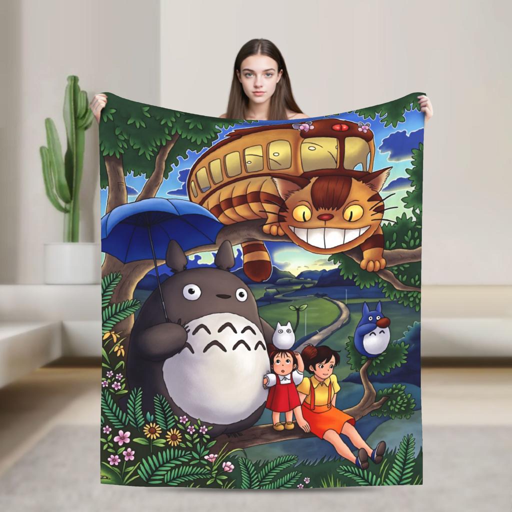 Traditional Nekobasu Japanese Blanket T-Totoros Travel Flannel Bedding Throws For Living Room Warm Bedspread Birthday Present