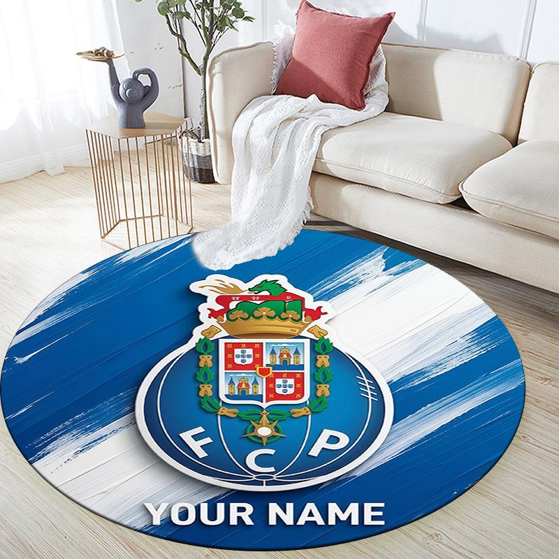 Custom Name Futebol Clube Do Porto2 Round Area Rug,Carpet Rug for Living Room Bedroom Sofa Playroom Decor,Non-slip Floor Mat