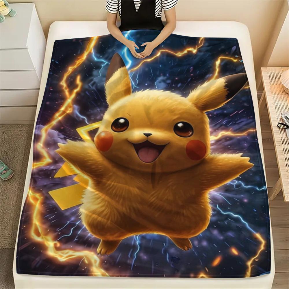 Pikachu Soft Printed Flannel Blanket for Bedroom Sofa Couch Travel and Home.-TING