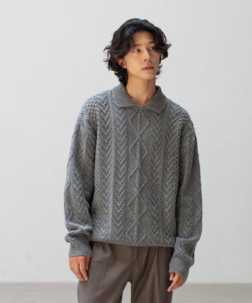 ANOTHER OFFICE Fisherman Cable Knit (Heather Gray)