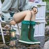 High-end Rain Shoes Women's Fashion Bundle High Tube Water Shoes New Closed Rain Boots Thick-soled High Tube Outdoor Wading Rubber Shoes
