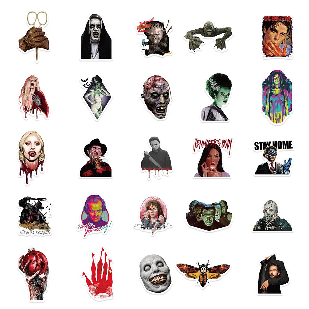 50Pcs Dark Figure, Killer Pattern Halloween Stickers Suitable for Scary Parties, Notebooks, Water Bottles, Phone Cases Stickers