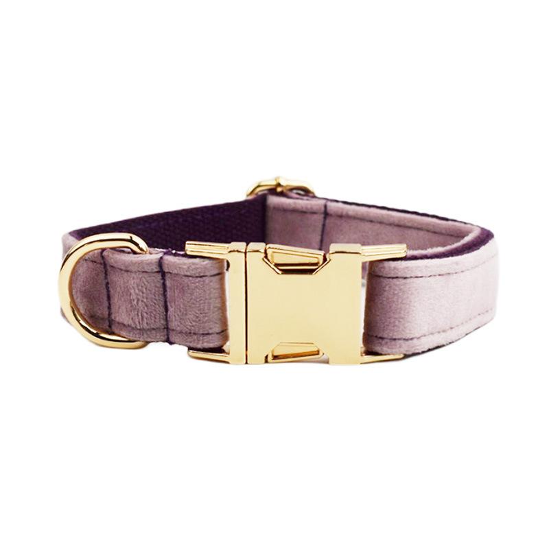Dark purple pink velvet pet collar dog collar leash lavender dog neck collar dog chain XS