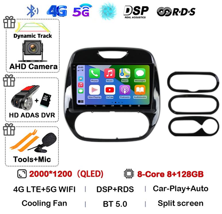 Android 14 Carplay Auto Für Renault Captur CLIO Samsung QM3 2011-2018 Autoradio Stereo GPS Multimedia Videoplayer 360 Kamera 4G