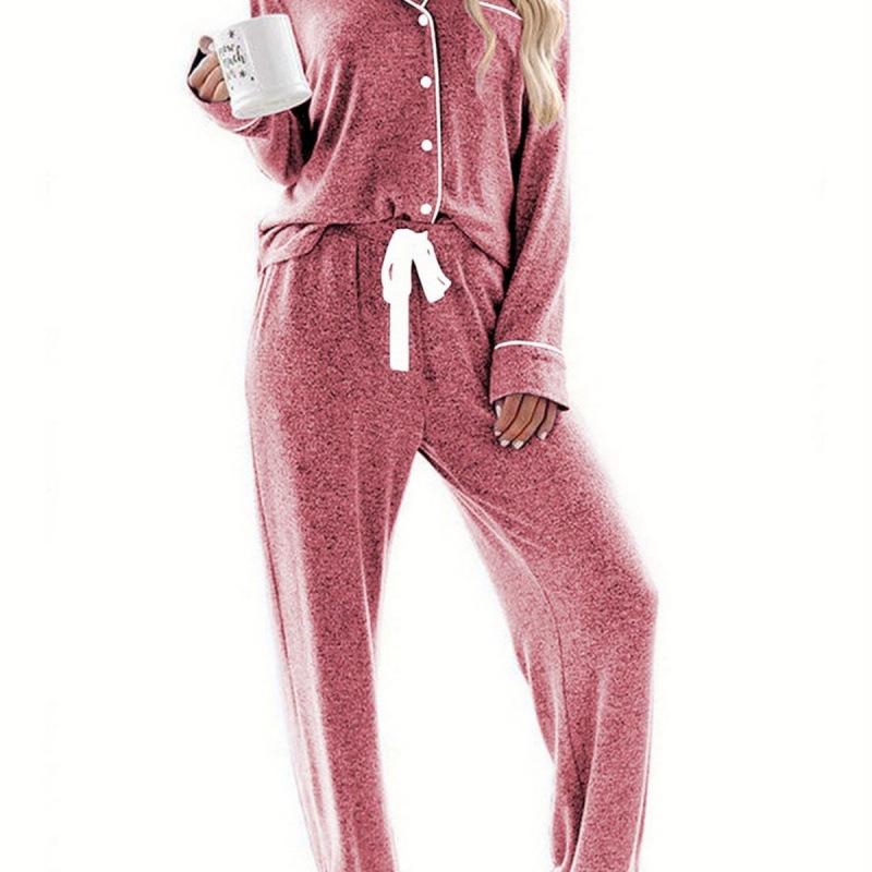 Women's Long-Sleeve Pajama Shirt - Casual Button-Down