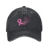 2025 Breast Cancer Ribbon Baseball Cap Vintage Distressed Denim Washed October Fighter Snapback Outdoor Adjustable Hats