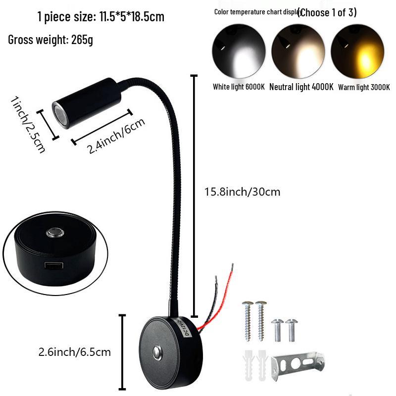 Gooseneck LED Reading Light for RVs and Boats with Touch Dimming