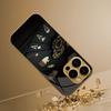 Black Card Gold Symbol Pattern Gold Metallic Paint Glass Phone Case For iPhone 17 Pro Max 11 12 13 14 15 16 Plus 17Air 16E Cover