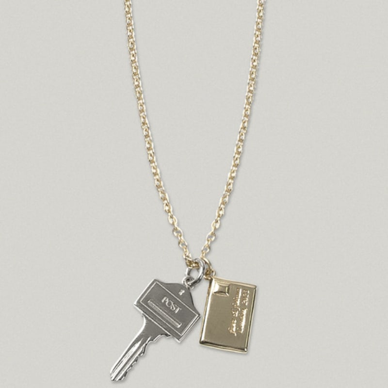FOLNUA [folnua X Fi,ore] MINI POST KEY NECKLACE - GOLD CHAIN (TWO TONE)