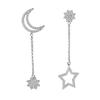 European & American Fashion Asymmetrical Star Rhinestone Crystal Stud Earrings