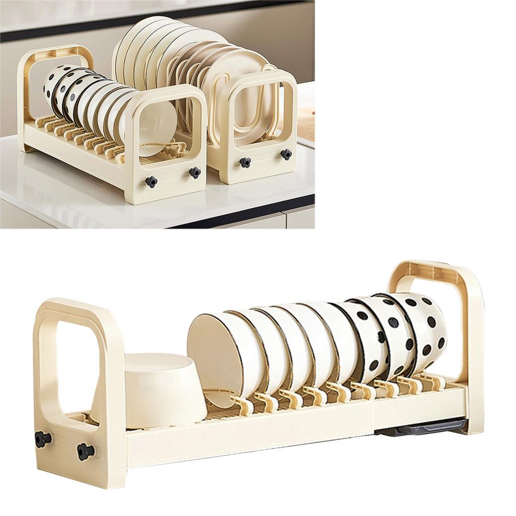 Dish Plate Drying Rack Expandable Plastic Kitchen Dish Stand Holder Plate Organizer for Kitchen Counter Cabinet Drawer