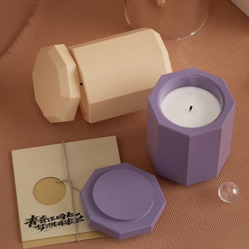 Octagon Storage Box Mold Ornaments Jar Bottles Gypsum Concrete Molds DIY Candle Cup Mold Flowerpot Silicone Resin Molds