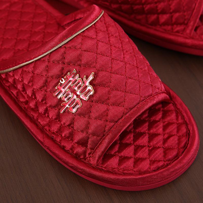 Festive Red Bride & Groom Wedding Slippers - Summer Dowry Gift Pair