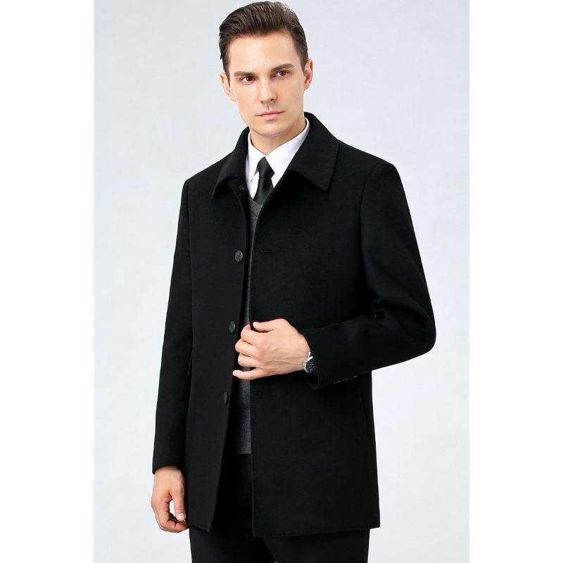 Double-sided cashmere coat men's mid-length winter down warm middle-aged woolen coat
