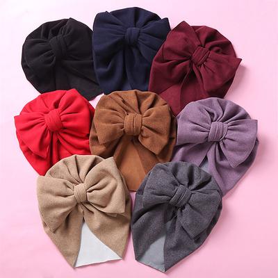 Nieuwe Effen Kleur Baby Tulband Muts Grote Strik Baby Zoete Hoed Pasgeboren Elastische Bandana Hoofdband Hoofddoek Beanie Kinderen Haaraccessoires