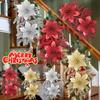 10/1x Christmas Flowers Red Gold Silver DIY Garlands Glitter Artificial Poinsettia Floral Xmas Tree Ornaments Insertion Branch