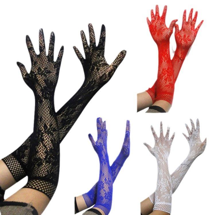 Sex underwear accessories transparent lace hollow high elastic gloves, lace mesh uniform gloves long