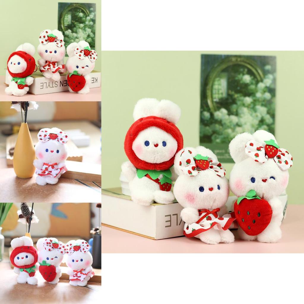 Adorable Strawberry Bunny Plush Toy Cute Doll Keychain Gift For Bags