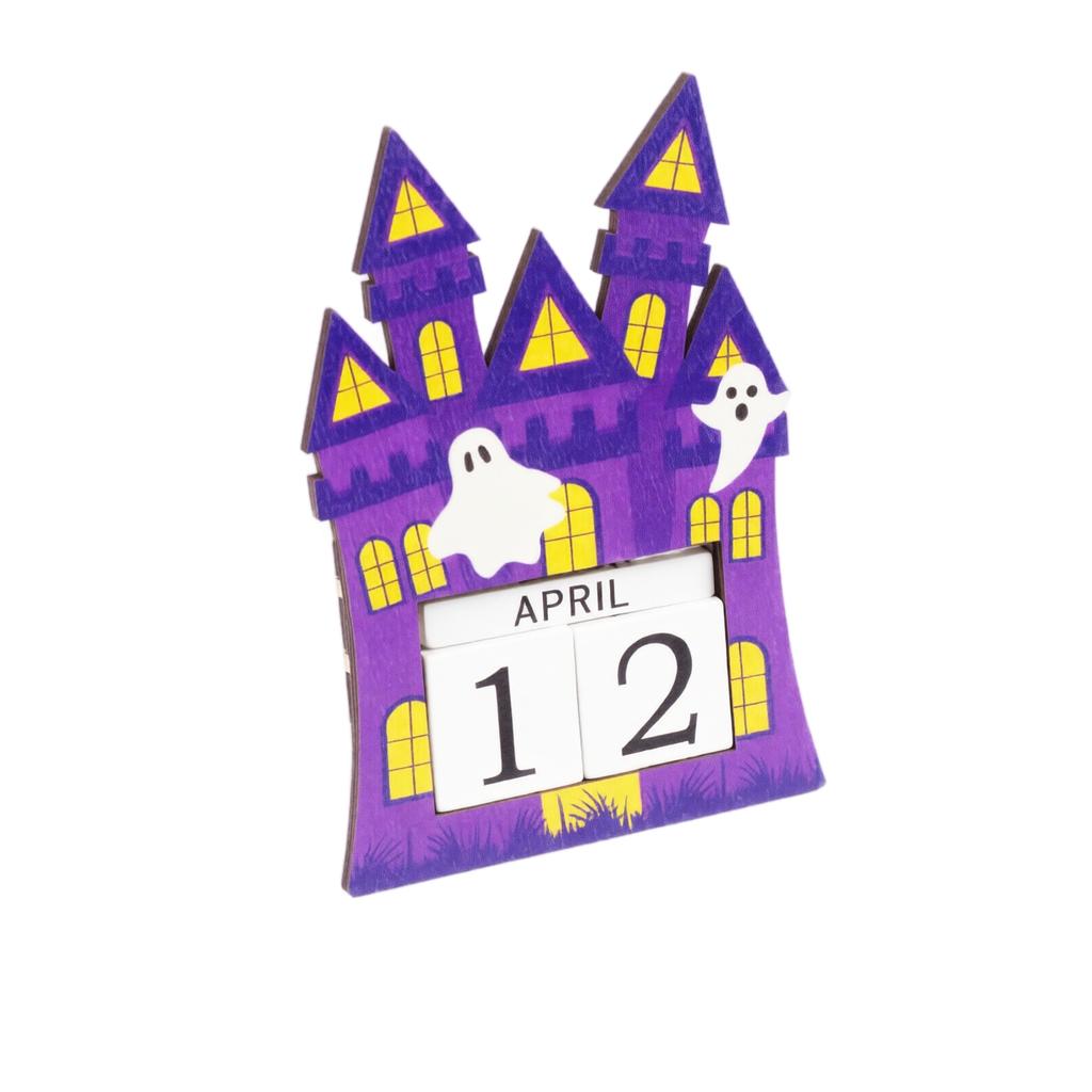 Wooden Halloween Countdown Calendar Decorative Ornament for Home Mantel Shelf
