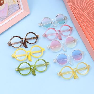 Round Frame Candy Color Clear Lens Eyeglasses Miniature Doll Glasses Toys Eyewear Plush Doll