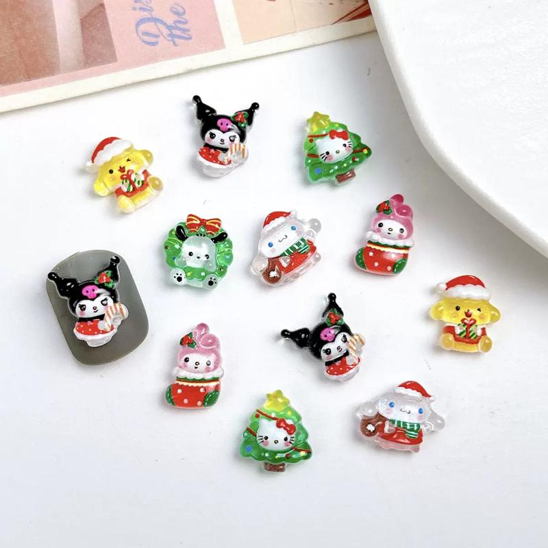 60 New Mini Cute Mixed Christmas Cartoon Animal Series Resin Flat Back Diy Nail Decoration Accessories Holiday Gift A135