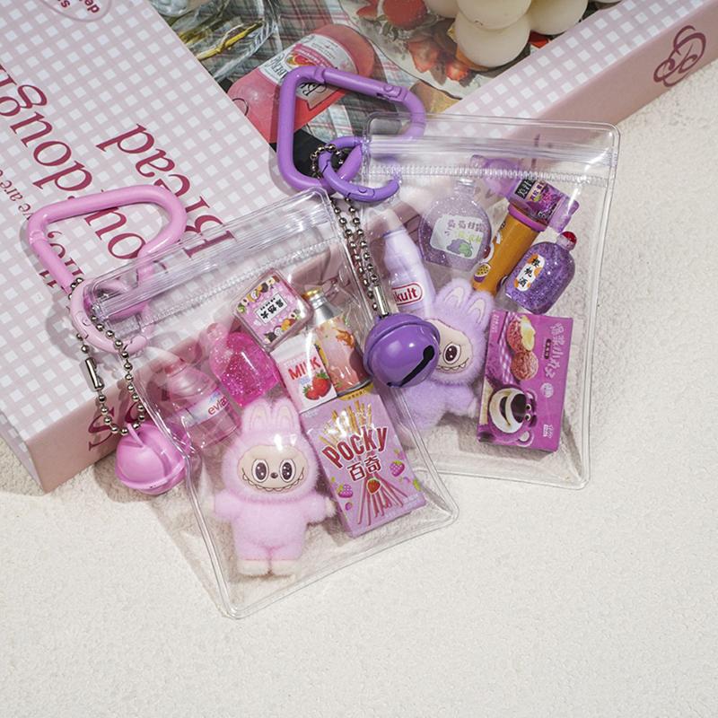 Kawaii Labubu Keychain Creative Cartoon Anime Keyring Girly Bag Pendant Backpack Hanging Decoration Lovely Gifts