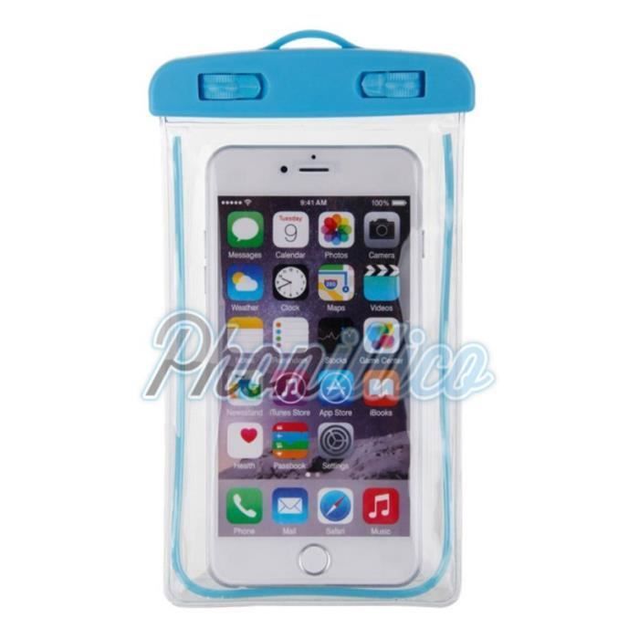 Sac Waterproof - PHONILLICO - Compatible LG - Bleu - 21 cm x 11 cm - Modèles multiples