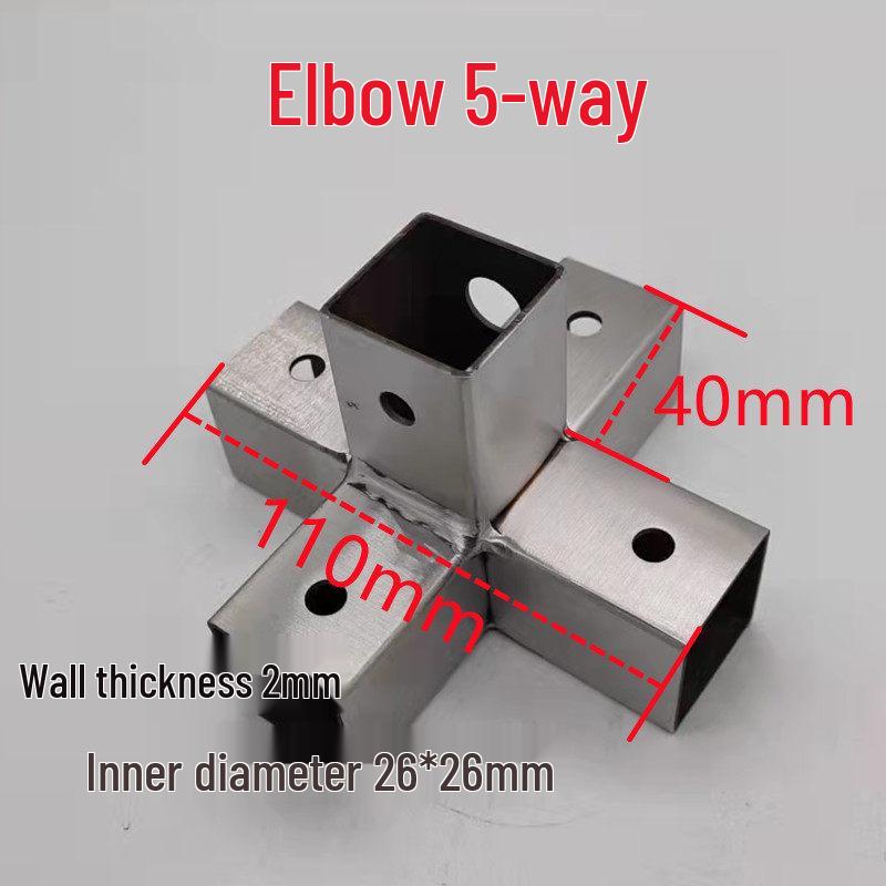 Stainless Steel 25x25 Square Tube Tee Connector for Shelving Display Racks