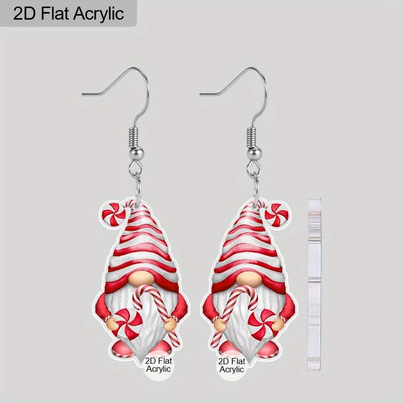 

Плоские 2D Розовые Рождественские Серьги-подвески в виде Гнома с Леденцом, Легкий Акриловый Материал, Идеально подходят для подарков на вечеринку, Ювелирные изделия и Рождественские подарки.