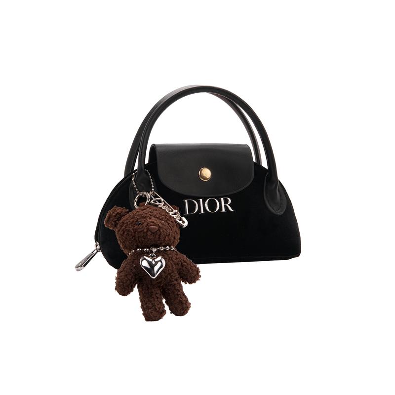 Dior [Personalisierte Kosmetiktasche] Leinwand Latte Bär Einfach Elegant Täglich Vielseitig Tragbar Schwarze Handtasche Aufbewahrung