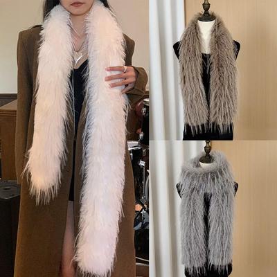 Fashionable Thick Fluffy Long Strip Scarf Imitation Mink Fur Luxury Classic Soft Shawl 180cm Ladies Tassels Scarf for Warm