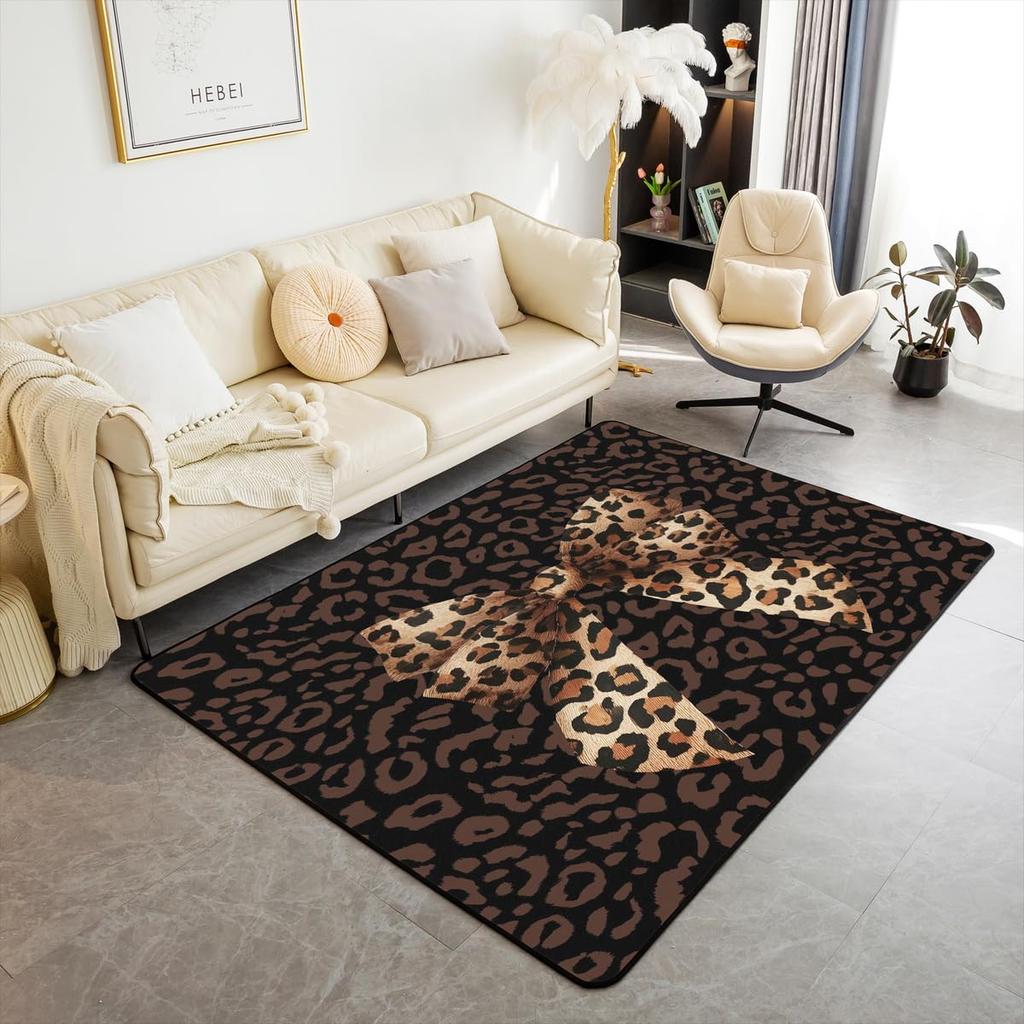 Erosebridal Lucky 8 Ball Area Rugs for Living Room 3x5 Leopard Print Cherry Non Slip Rug Trendy Cheetah Decorative Washable Rug Modern Funky