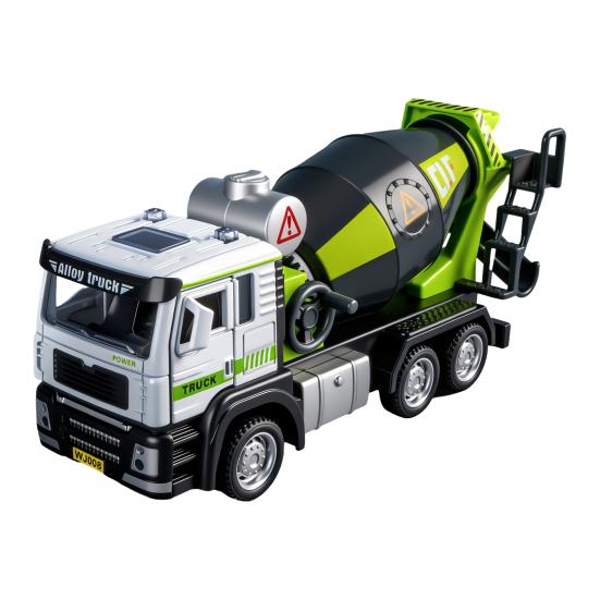 Kids Mixer Truck Toy with Light Sound Opening Door Movable Joints Engineering Vehicle Model Toddlers Boys Educational Inertia Drive Construction