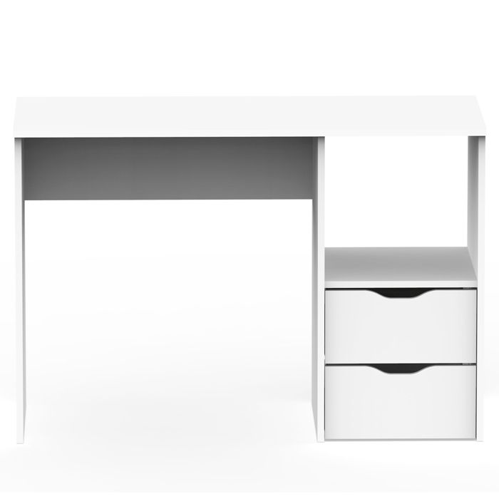 Bureau, Table Informatique, 76x115x50cm, 2 Tiroirs, Poste De Travail, Chambre Briebe Prakt Blanc 04285