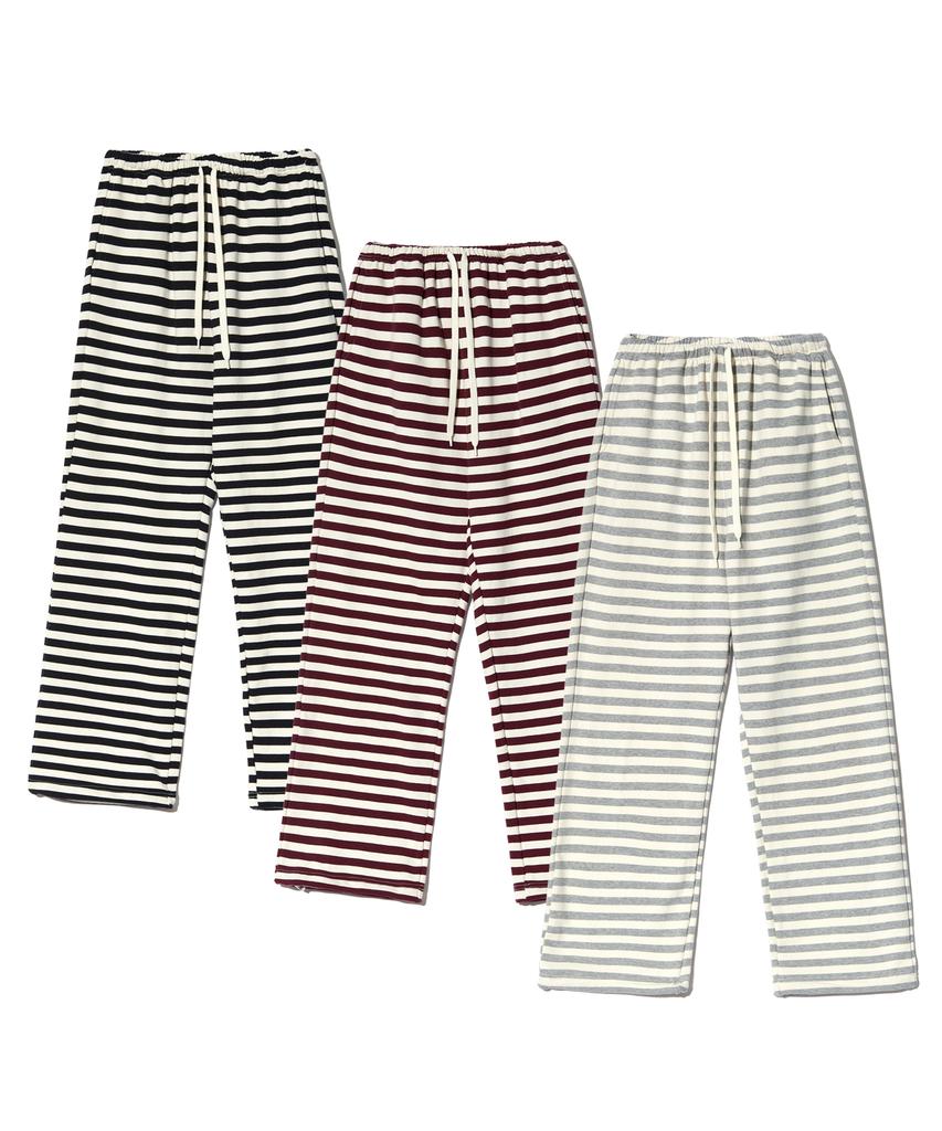 PEACE MAKER Soft Stripe Sweat Pants (Burgundy)