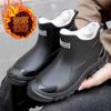 rain boots warm waterproof shoes shoes wear-resistant non-slip lightweight solid color large size boots rain shoes short tube casual waterproof