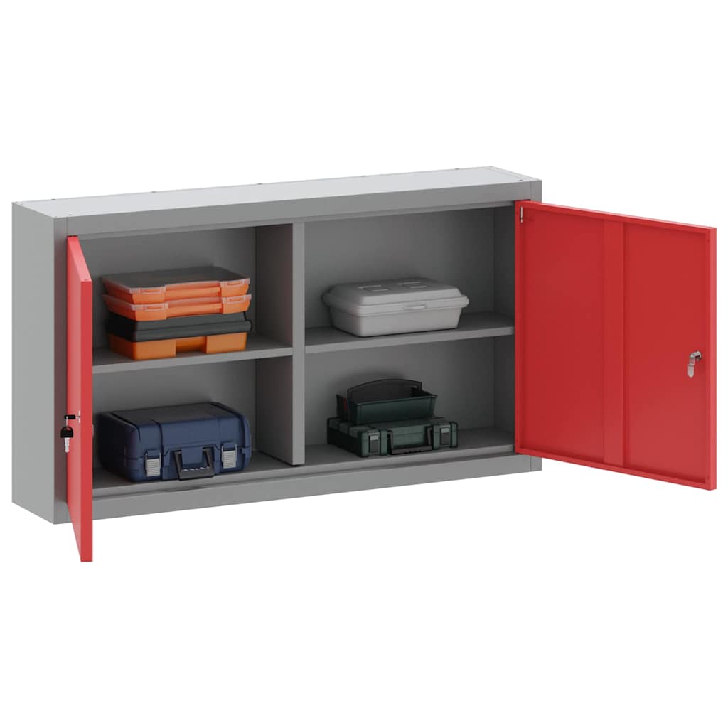 Tool Cabinet with Shelf Red and Grey 100 x 20 x 55 cm