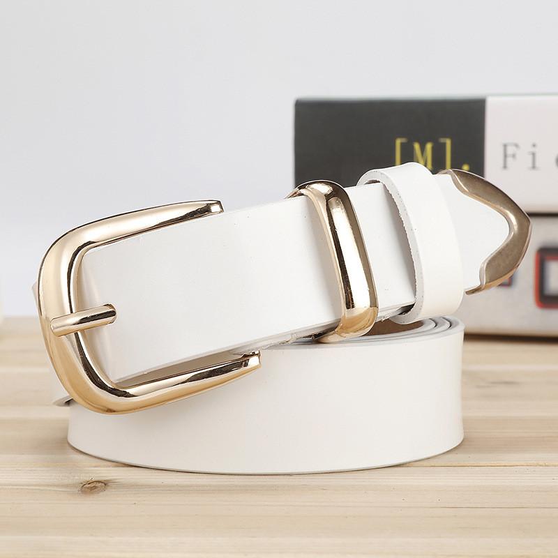 Simple Color Solid Leather Waist Belt Metal Pin Buckle Street Girl Decoration