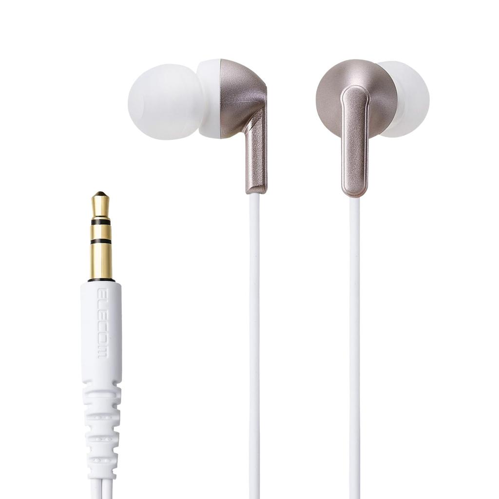 Elecom Wired Rose In-Ear Headphones, 3.5mm 3-pole, 1.2m Cable, Gold, EHP-F15CAGD