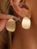 Asymmetrical Earrings , Gold Oval Smooth Stud Earrings