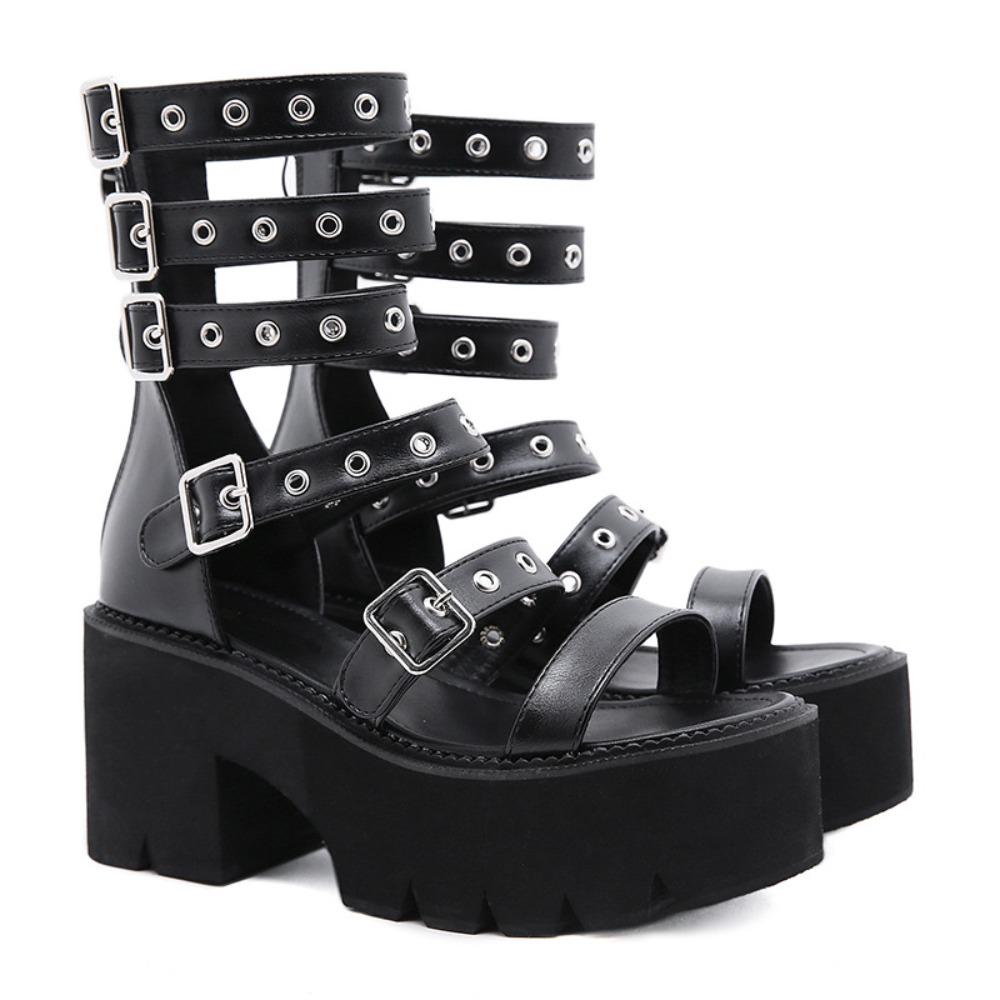 New Summer Women Punk Roman Wedge Platform Sandals Elevated Street Trend Plus Size Shoes