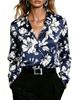 Lady's Elegant Long-sleeved Floral-patterned Shirt, Suitable for Office and Formal Occasions - Machine Washable Top