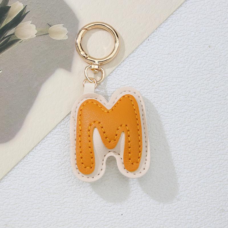 PU-Leder Bonbonfarbe A bis Z Initialen Schlüsselanhänger für Damen Einfach Mode Rucksack Telefonanhänger Autoschlüsselanhänger Schmuck Geschenke