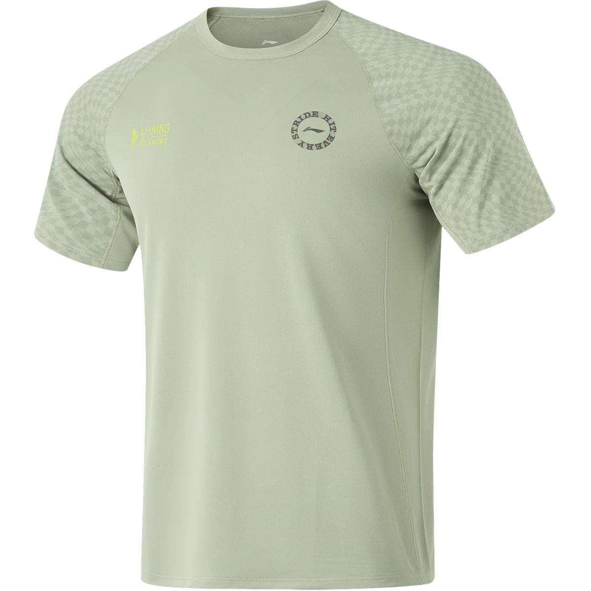 

Li Ning Running Series Plaid Letter Round Neck Comfortable Breathable Short Sleeve T-Shirt Men Tops ATSU055-3 3XL