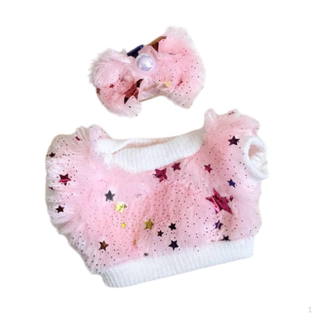 17cm Plush Doll Clothes Outifit Star Sweatshirt with Headdress Dress Up Stuffed Animals