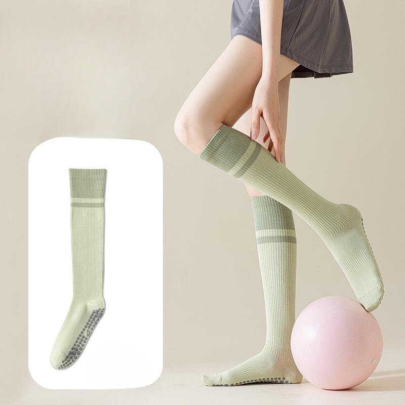 Women's Spring and Autumn Yoga Fitness Pilates Exercise Color Blocked Anti Slip Calf Socks