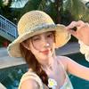 Foldable Wide Brim Straw Sun Hat for Women Summer UV Protection Lightweight Beach Vacation Gardening Cap