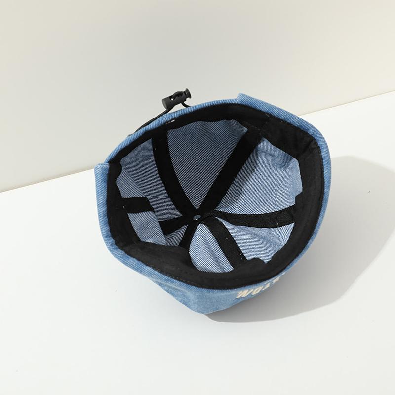 Vintage Letter Embroidery Denim Melon Washed Cotton Solid Color Baby Kids Brimless Hat Toddler Boys Adjustable Docker Caps